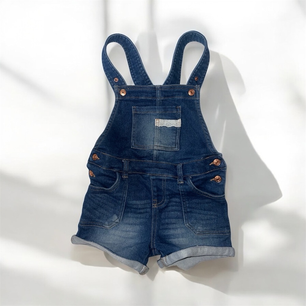 Blue Denim Overalls Shorts with Adjustable Straps